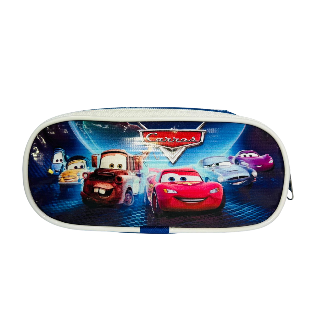 Estojo Porta Lápis Infantil Carros 2 Zíperes