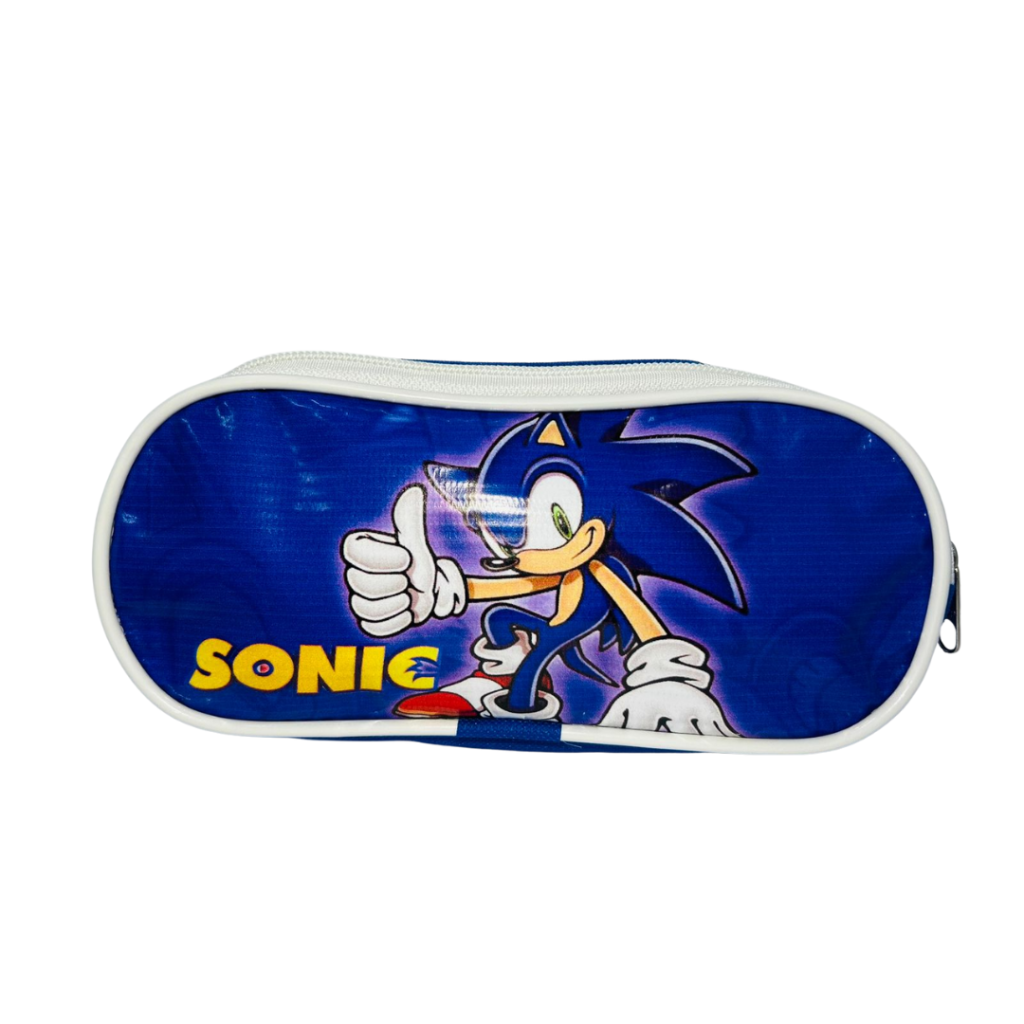 Estojo Porta Lápis Infantil Sonic 2 Zíperes