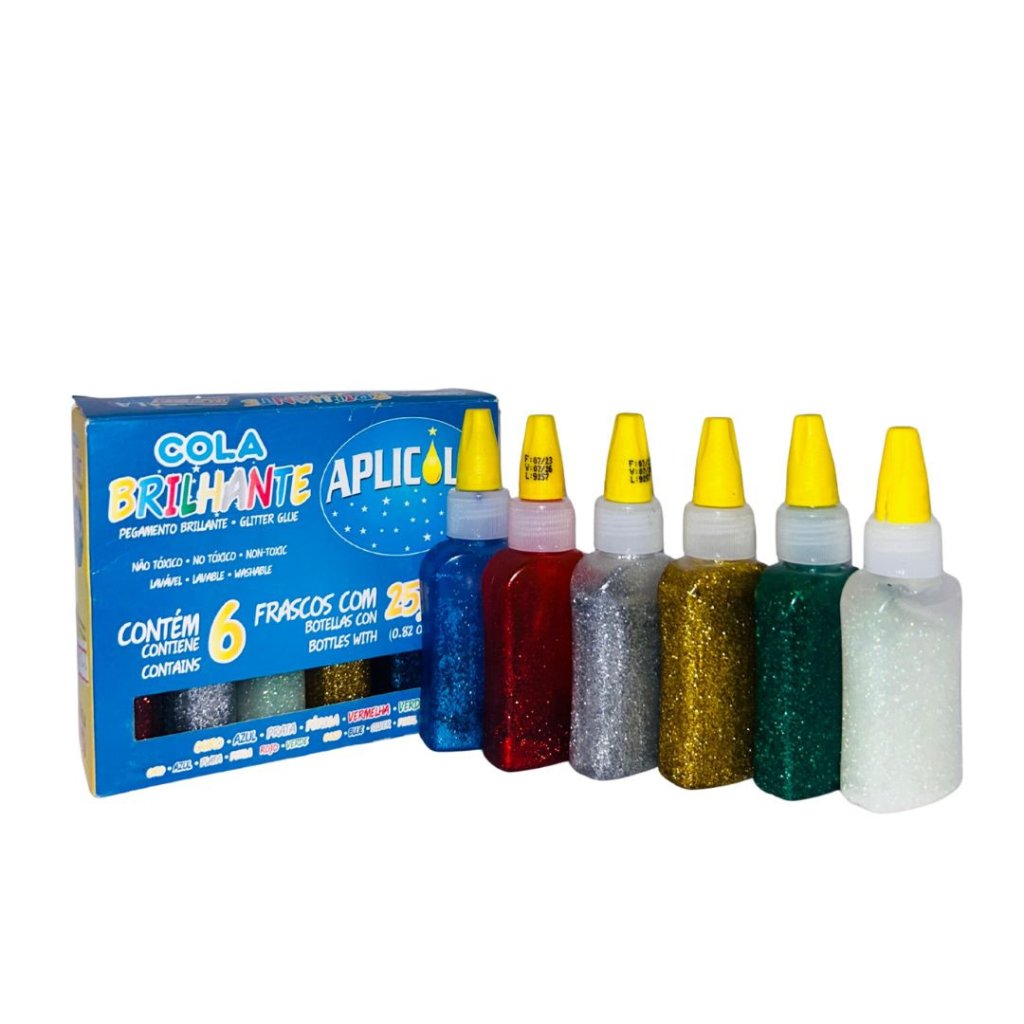 Cola Brilhante Aplicola 6 Cores