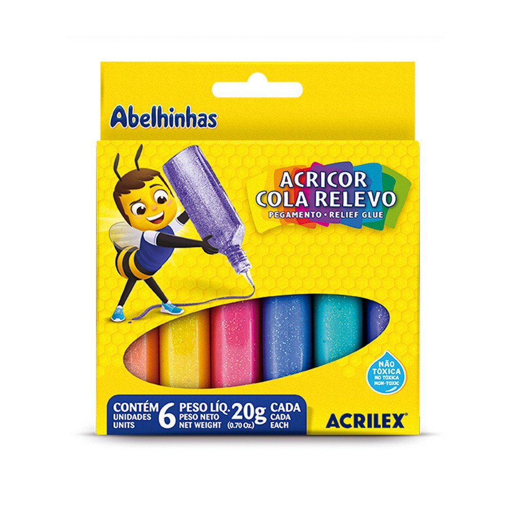 Acricor Cola Relevo 6 Cores - Acrilex