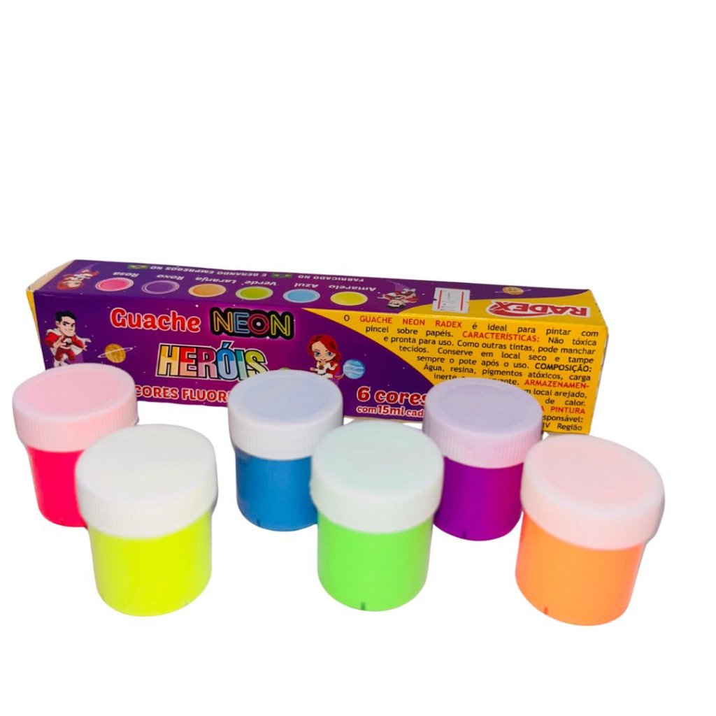 Tinta Guache Neon 06 Cores - Radex