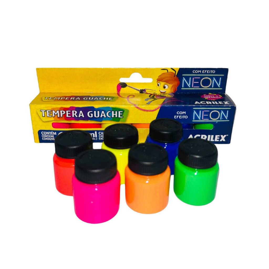 Tinta Guache Neon 06 Cores Acrilex