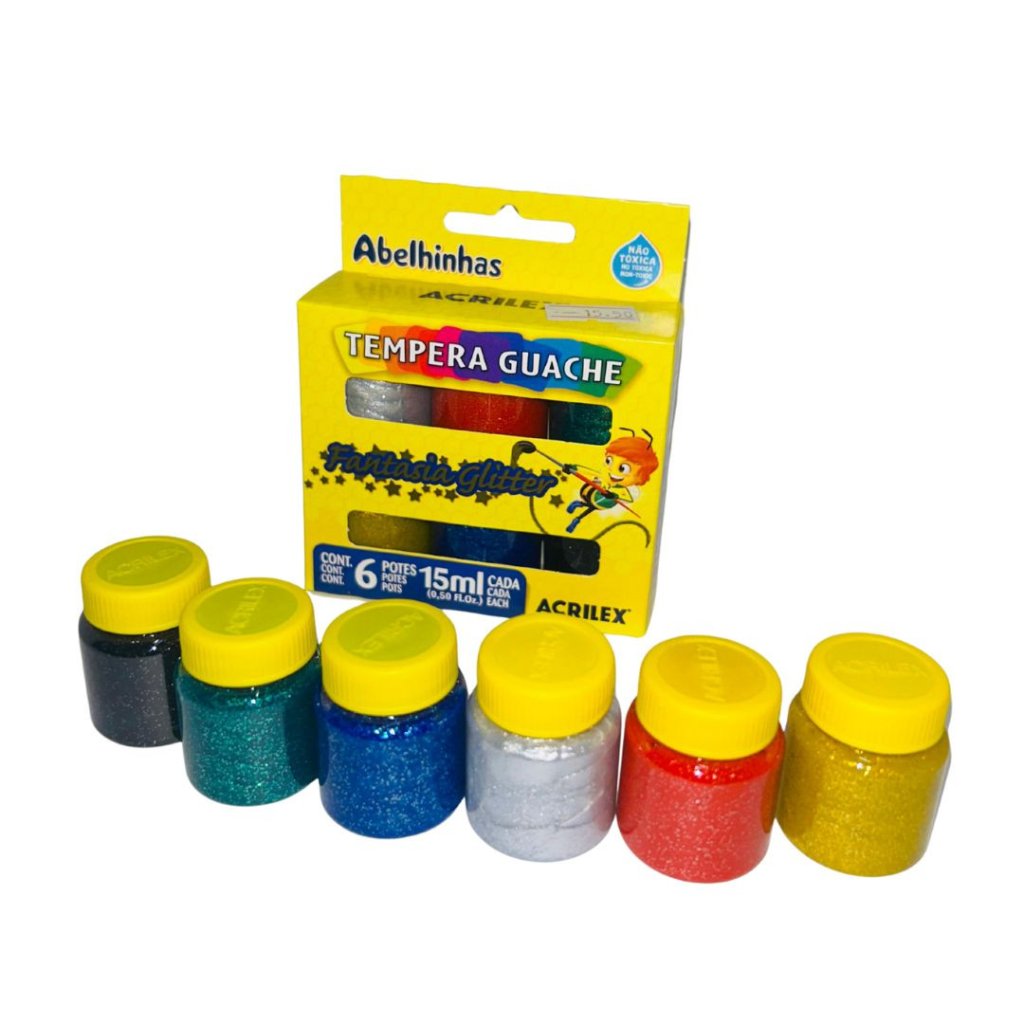 Tinta Guache com Glitter 06 Cores Acrilex 