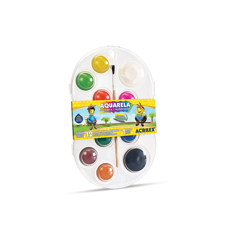 Aquarela 12 Cores + Pincel - Acrilex