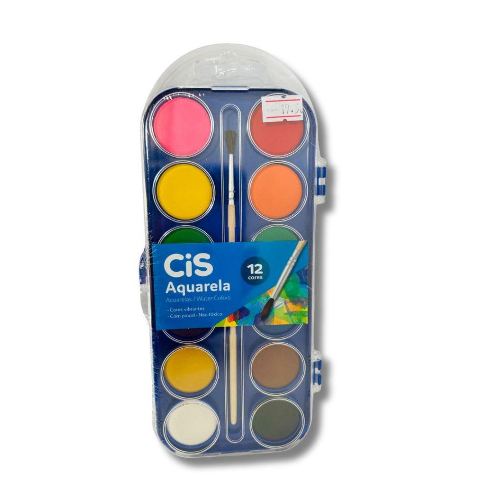 Aquarela 12 Cores + Pincel - Cis