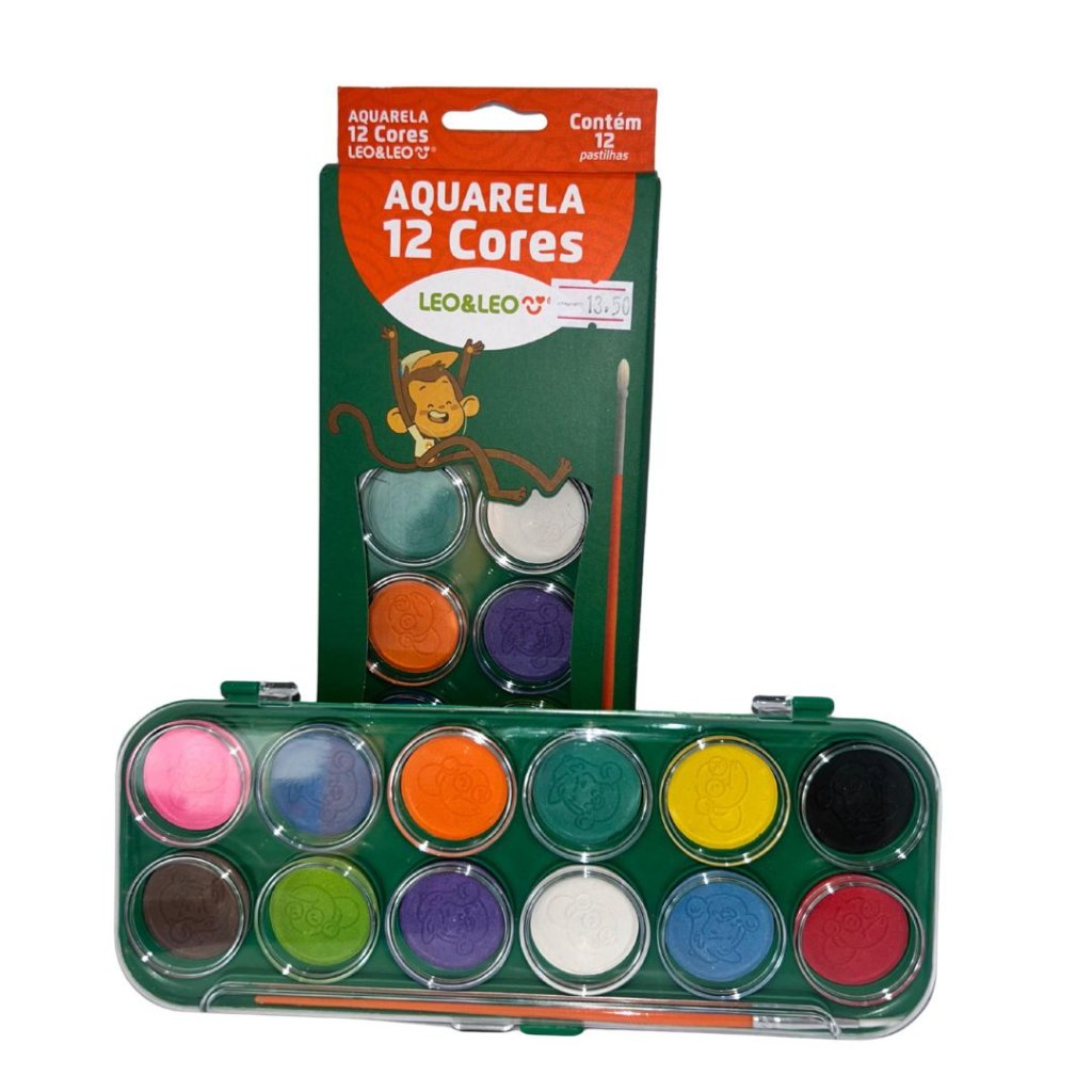 Aquarela 12 Cores + Pincel - Leo&Leo