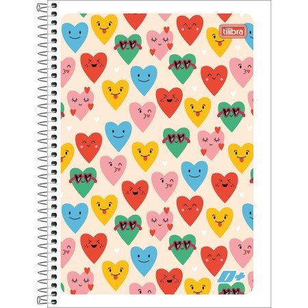 Caderno Tilibra D+ Corações Capa Flexível 96 Folhas