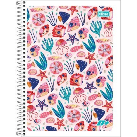 Caderno Tilibra D+ Fundo do Mar Capa Flexível 96 Folhas