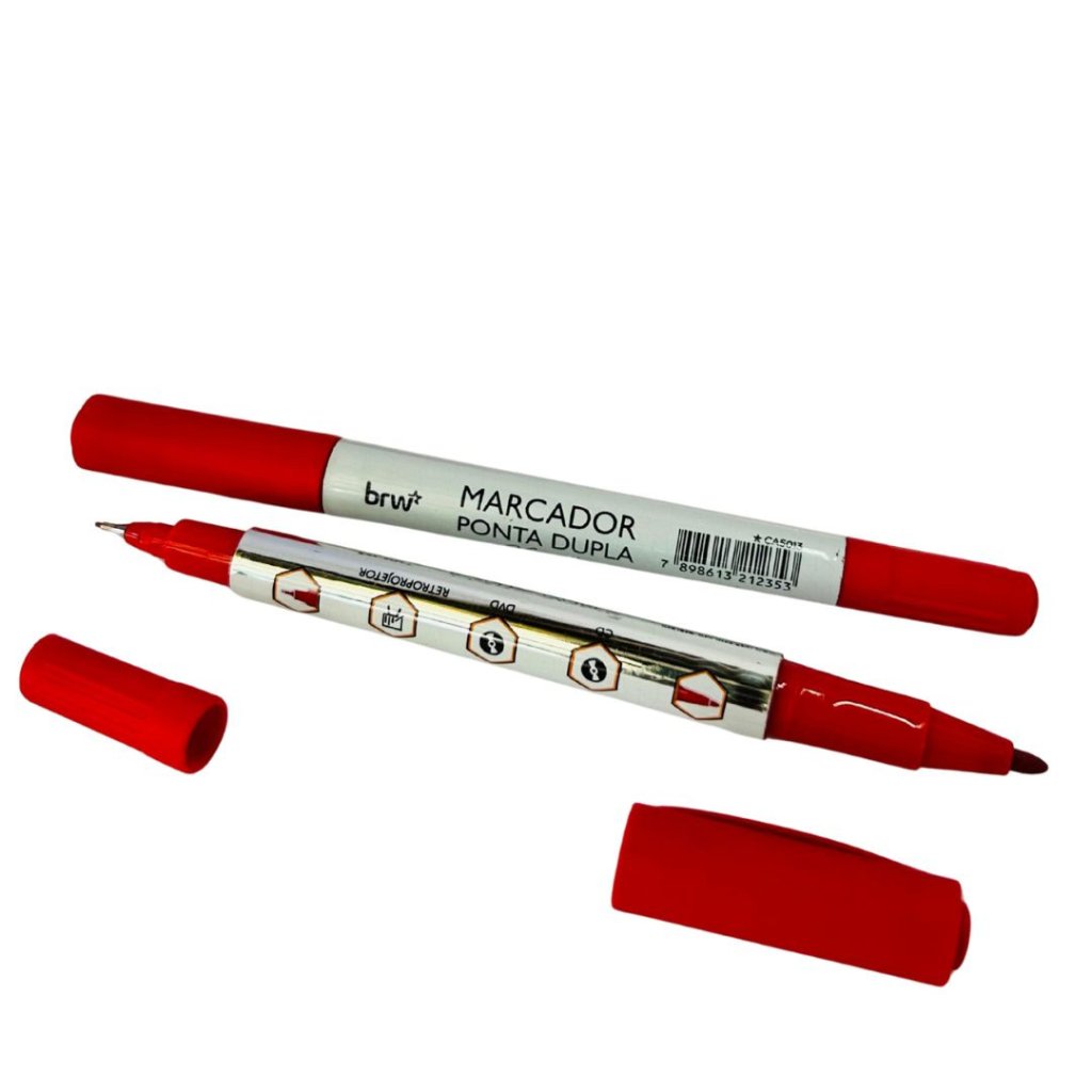 Marcador para Retroprojetor e CD Vermelho Ponta Dupla  - BRW