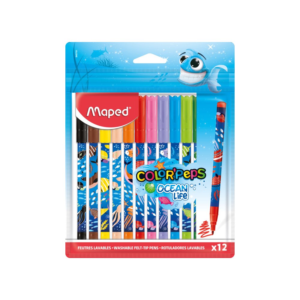 Caneta Hidrográfica Color’Peps Ocean Decorada 12 Cores – Maped