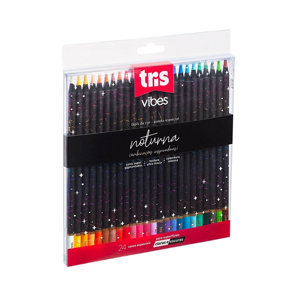 Lápis de Cor 24 Cores Vibes Noturna Tris
