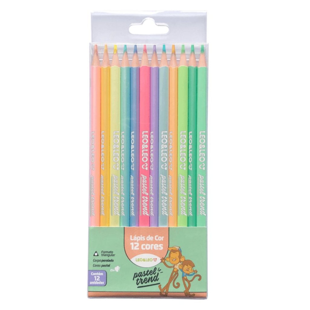Lápis de Cor Pastel Trend 12 Cores Leo&Leo