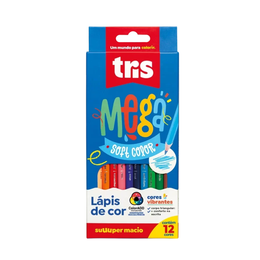 Lápis de Cor Mega Soft 12 Cores Tris