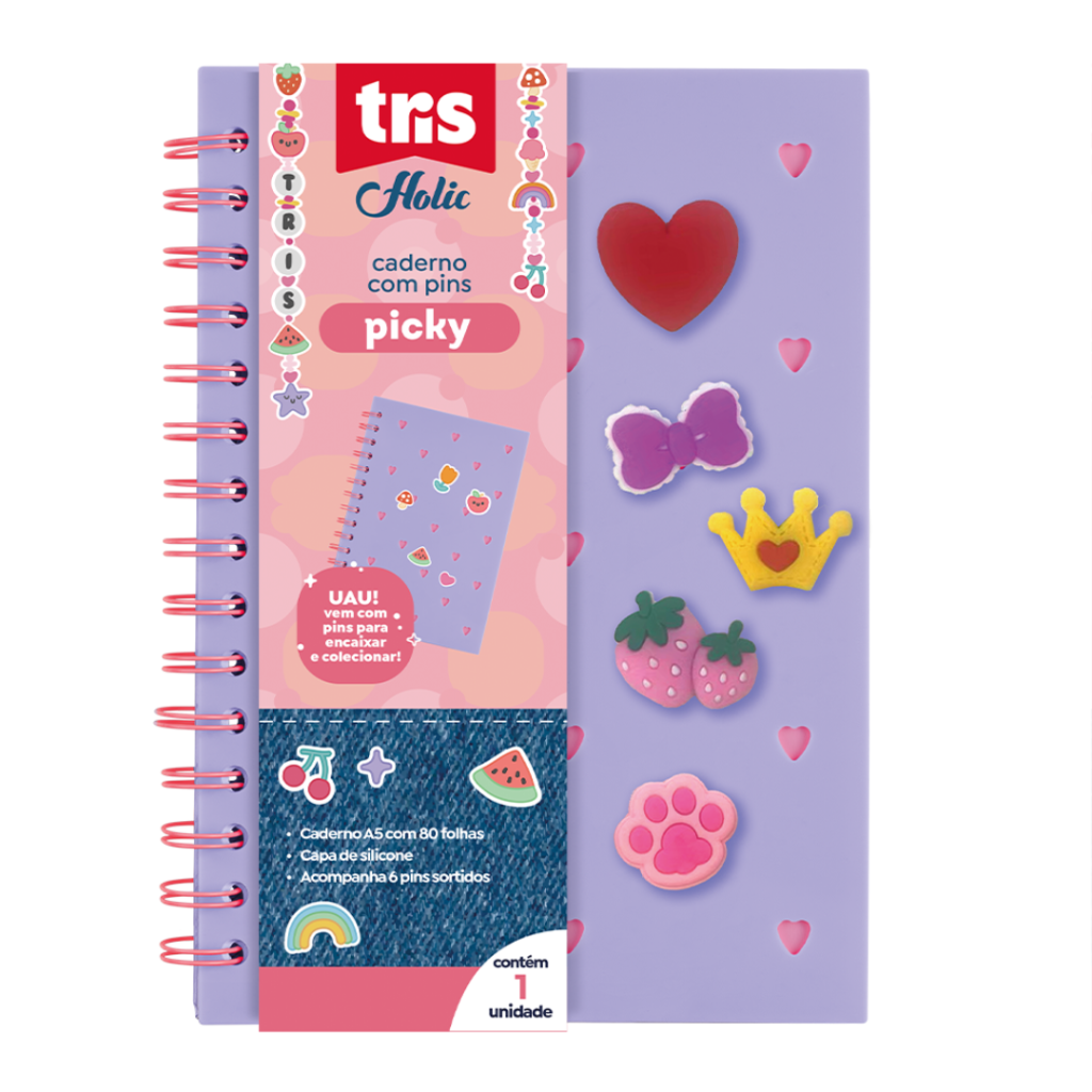Caderno com Pins Tris