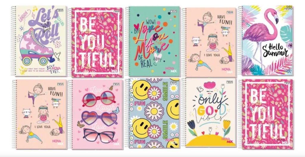 Caderno Espiral capa dura (1 MATERIA)-Nova mix Feminino 80 folhas