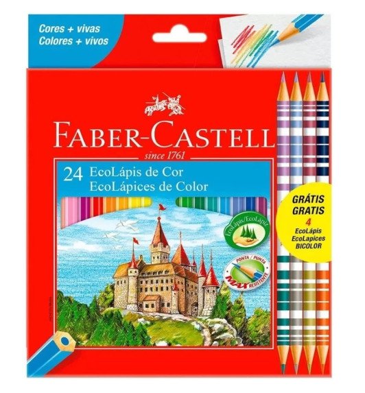 Caixa lapis de cor - Faber castell 4 Bicolores (24 unidades)