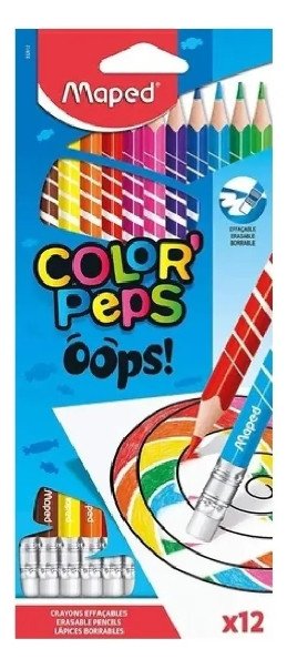 Caixa Lapis de cor - MAPED color peps oops com ponta apagavel