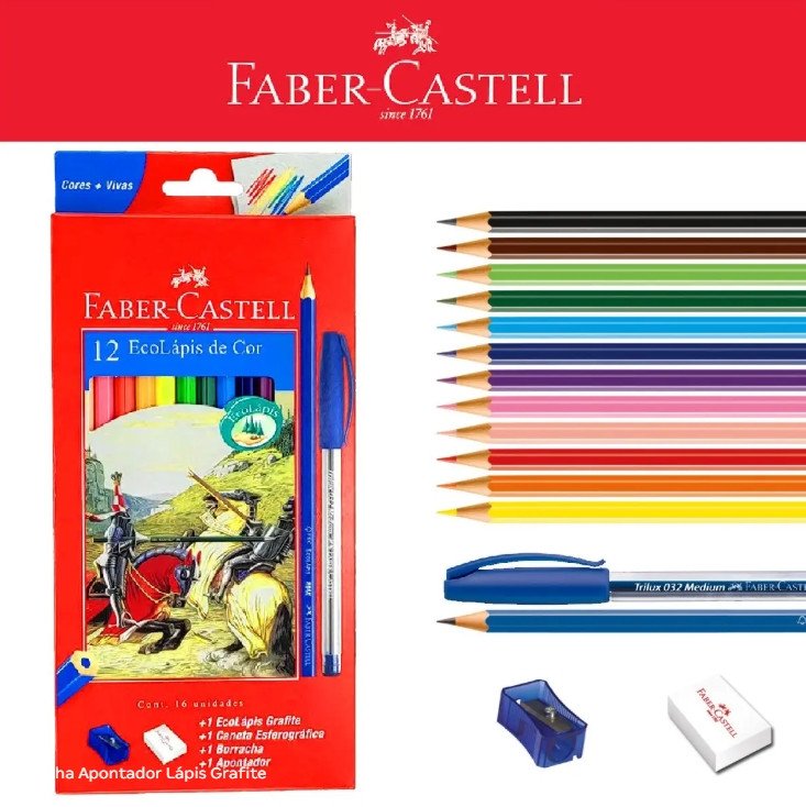 caixa de Lapis de cor - Faber castell 12 cores