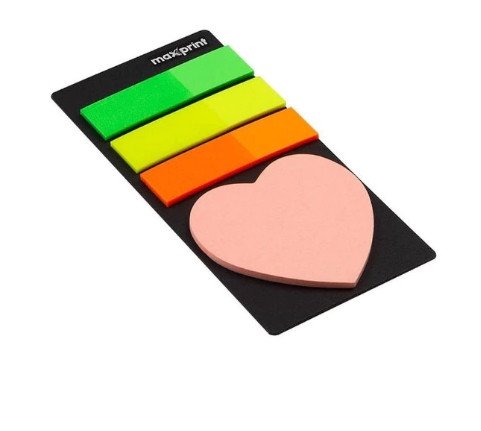 Bloco adesivo coracao + marca paginas - max print
