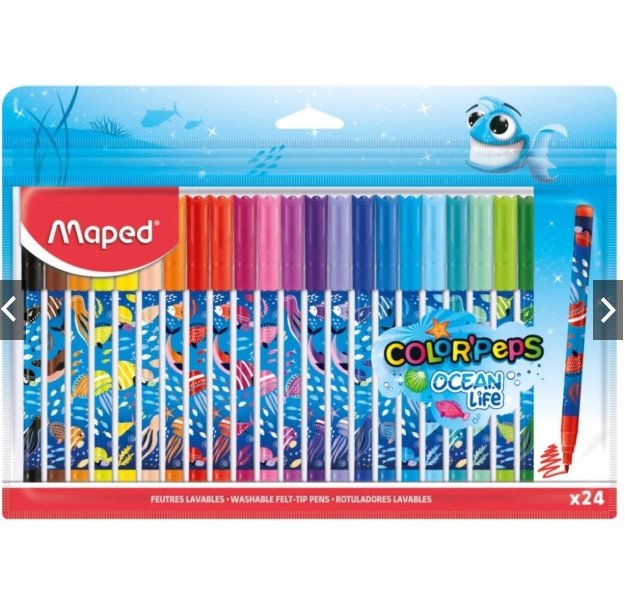Canetinha Color'Peps Ocean Life Decorada com -24 Cores Maped