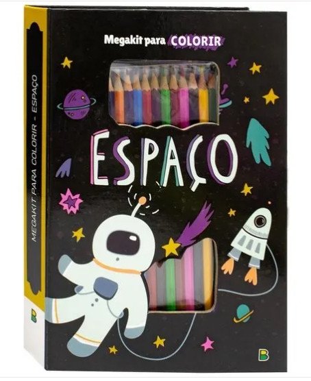 Livro Megakit Para Colorir: Espaco 1a Edição Box Cartonado Com 12 Lápis De Cor