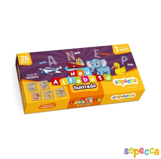 jogo em mdf meu alfabeto ilustrado - sopecca