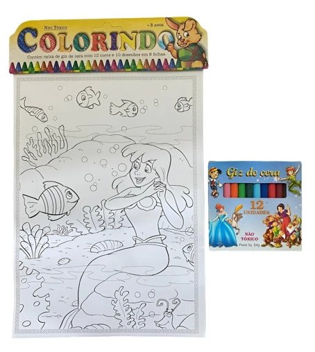 Kit de colorir tamanho A3 com giz de cera