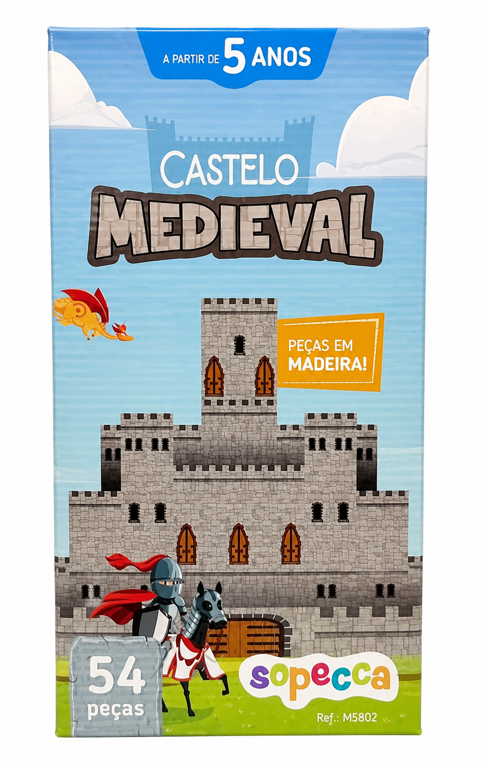 bloco de montar tema medieval - em mdf 54 pecas (SOPECCA)