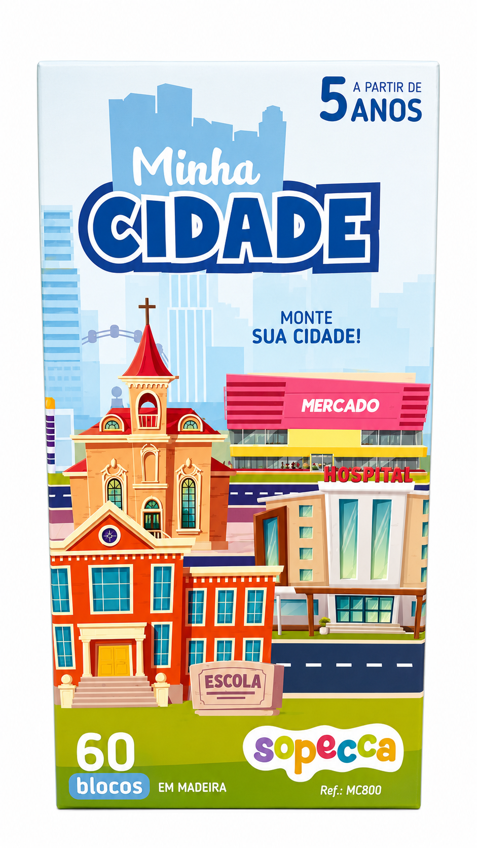 Bloco de montar Cidade - em mdf 60 pecas (SOPECCA)