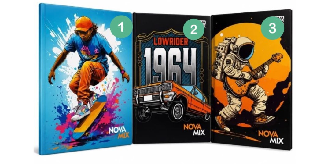 caderno brochura NOVA MIX  (96 folhas)