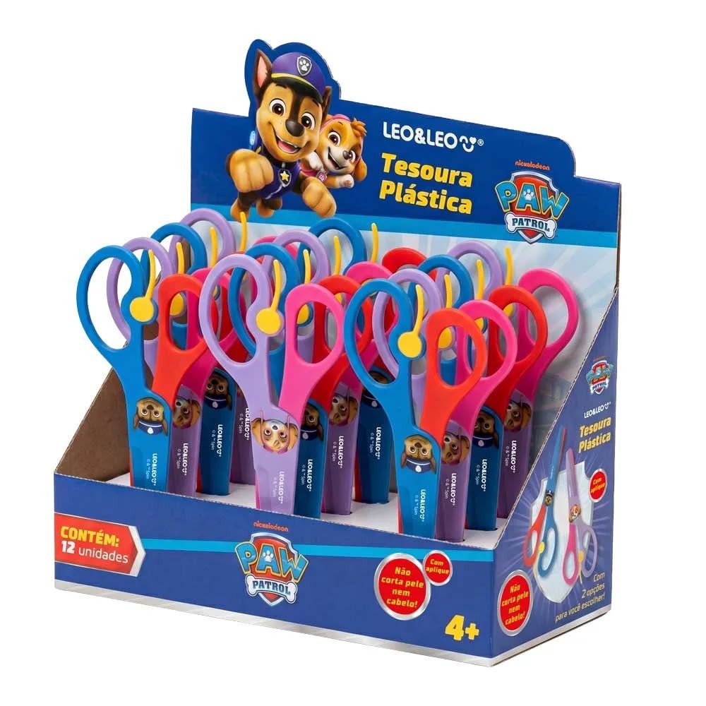 Tesoura com aplique Patrulha canina lamina de plastico - LEO&LEO