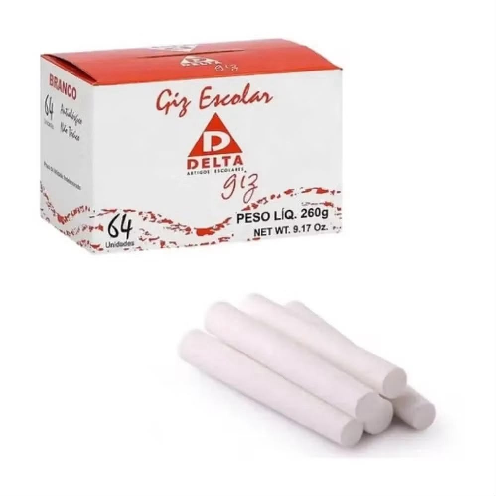 Giz para quadro negro Branco c/64 unidades - DELTA