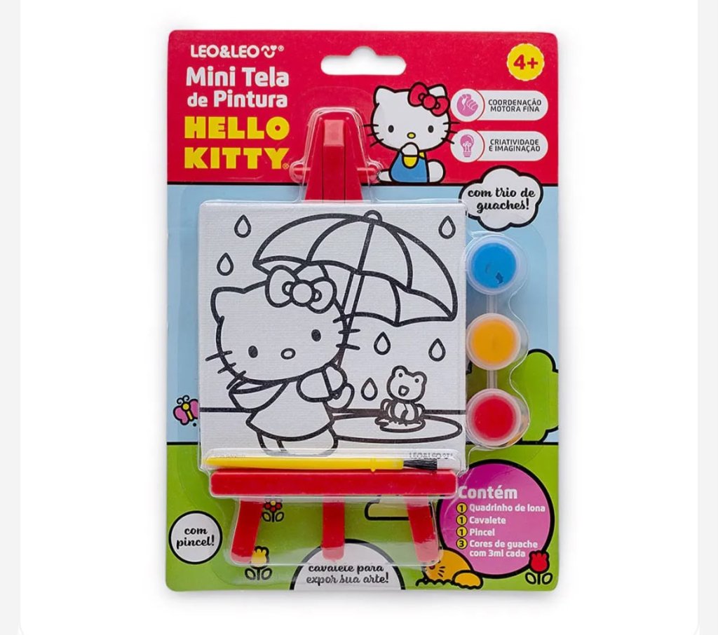 KIT Mini tela de pintura com cavalete HELLO KITTY - LEO&LEO
