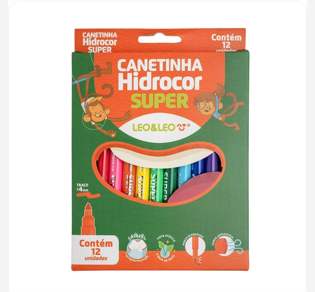 Canetinha (12 CORES ) JUMBO (LAVAVEL) - LEO&LEO