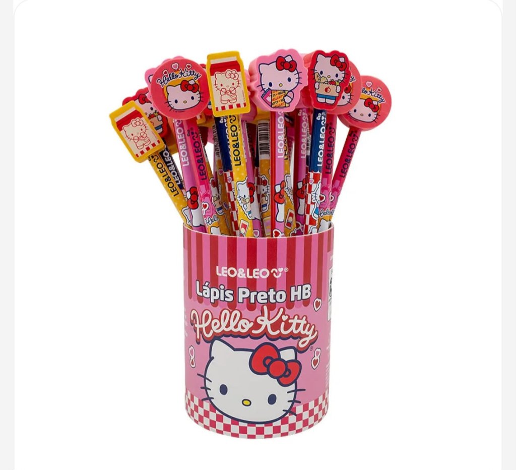 Lapis de escrever com aplique na ponta apagavel HELLO KITTY - LEO&LEO