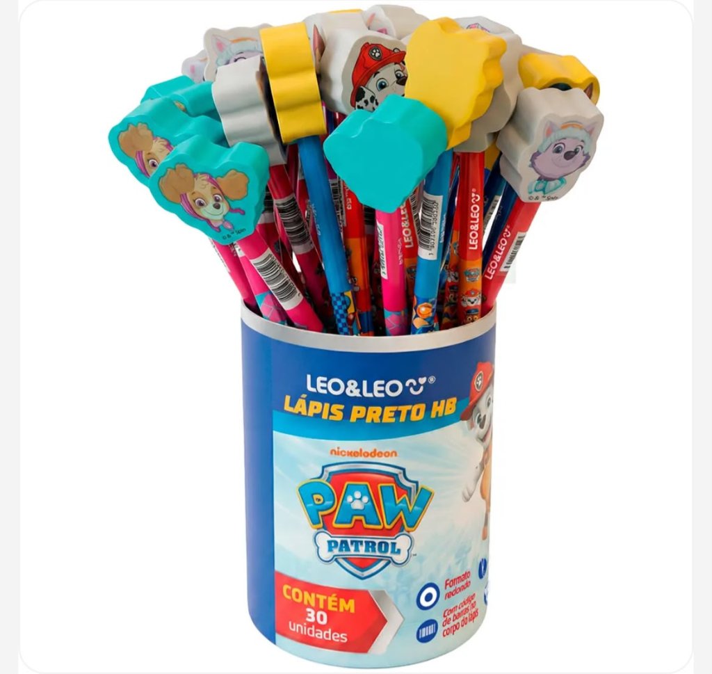 Lapis de escrever com aplique na ponta apagavel PATRULHA CANINA - LEO&LEO