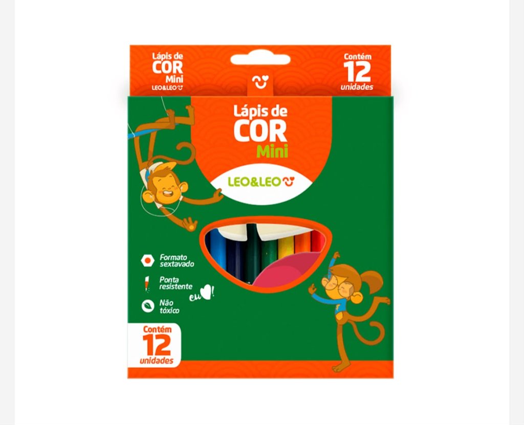 Lapis de cor (12 CORES) MINI SEXTAVADO - LEO&LEO