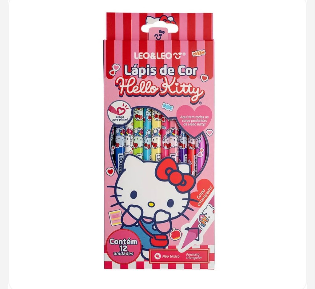 Lapis de cor HELLO KITTY (ESTAMPADO) - LEO&LEO (12 CORES)
