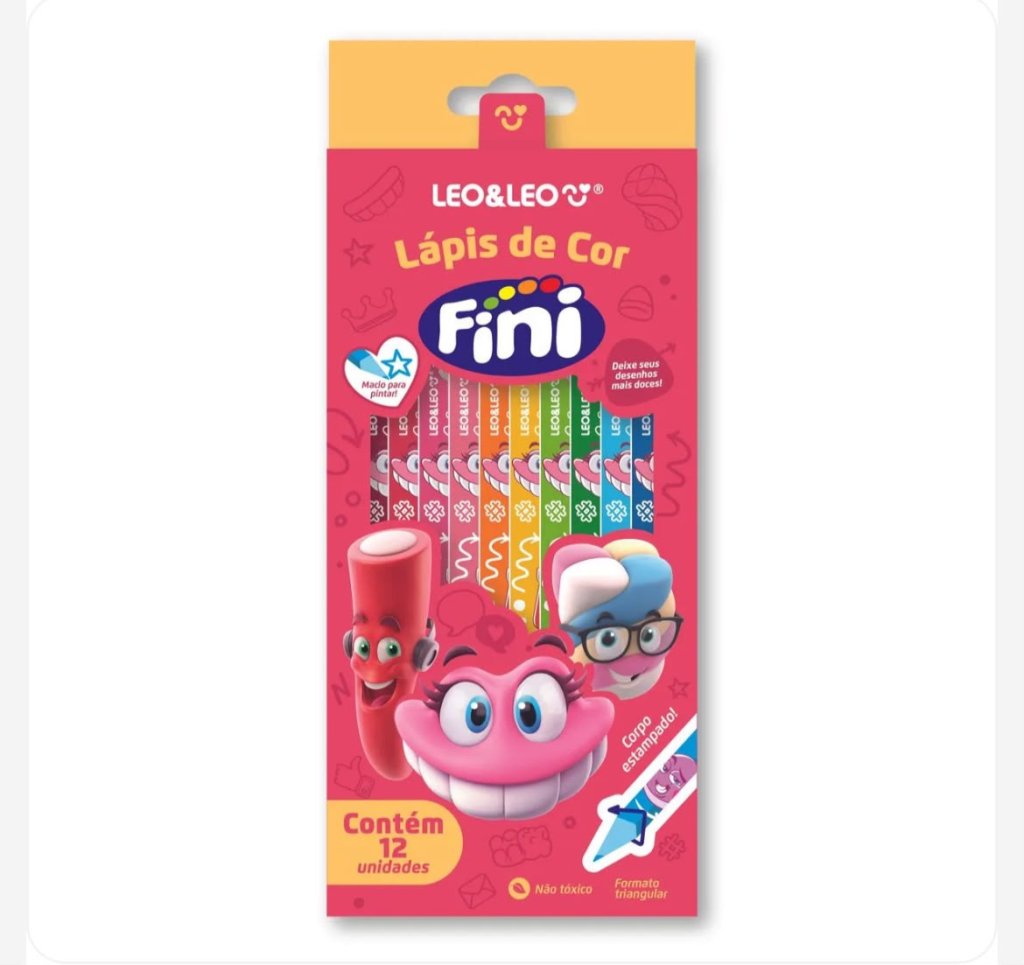 Lapis de cor FINI ESTAMPADO - LEO&LEO (12 CORES)