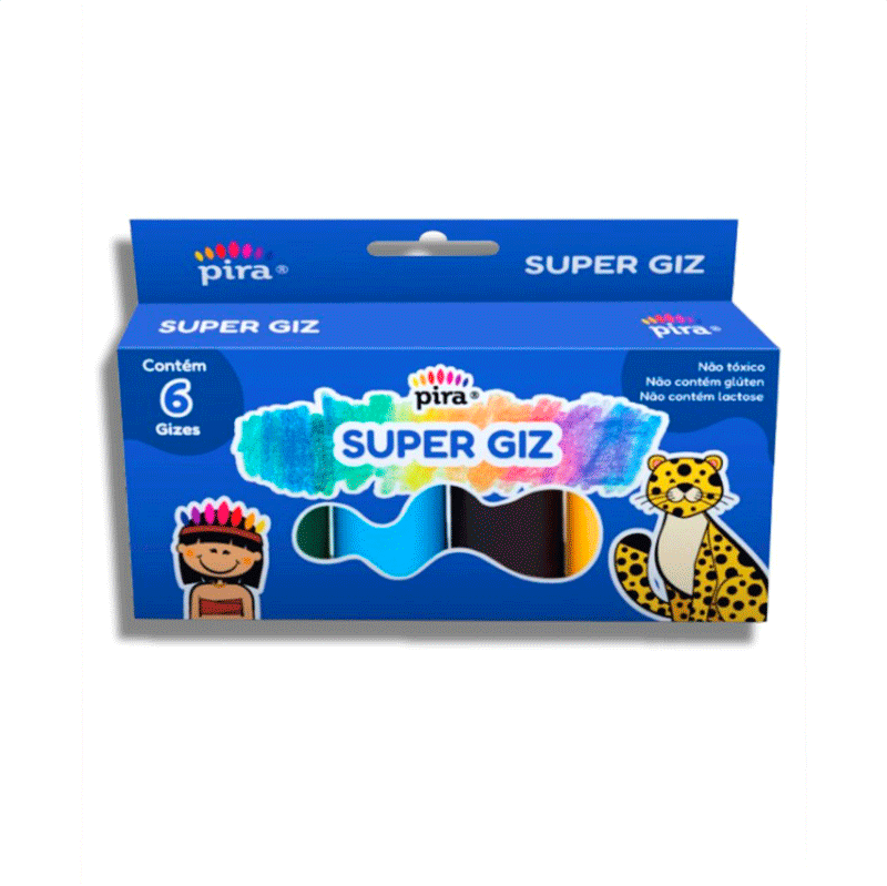 Giz de cera SUPER GIZ (6 CORES) - PIRA