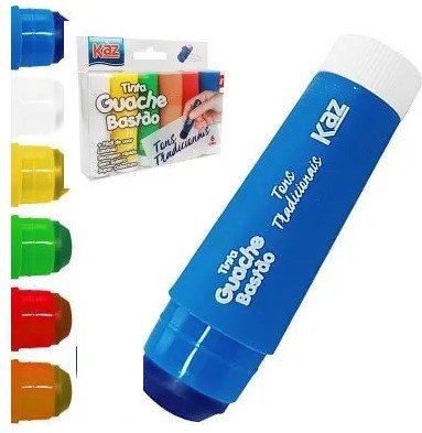 tinta guache bastão -6 cores KAZ