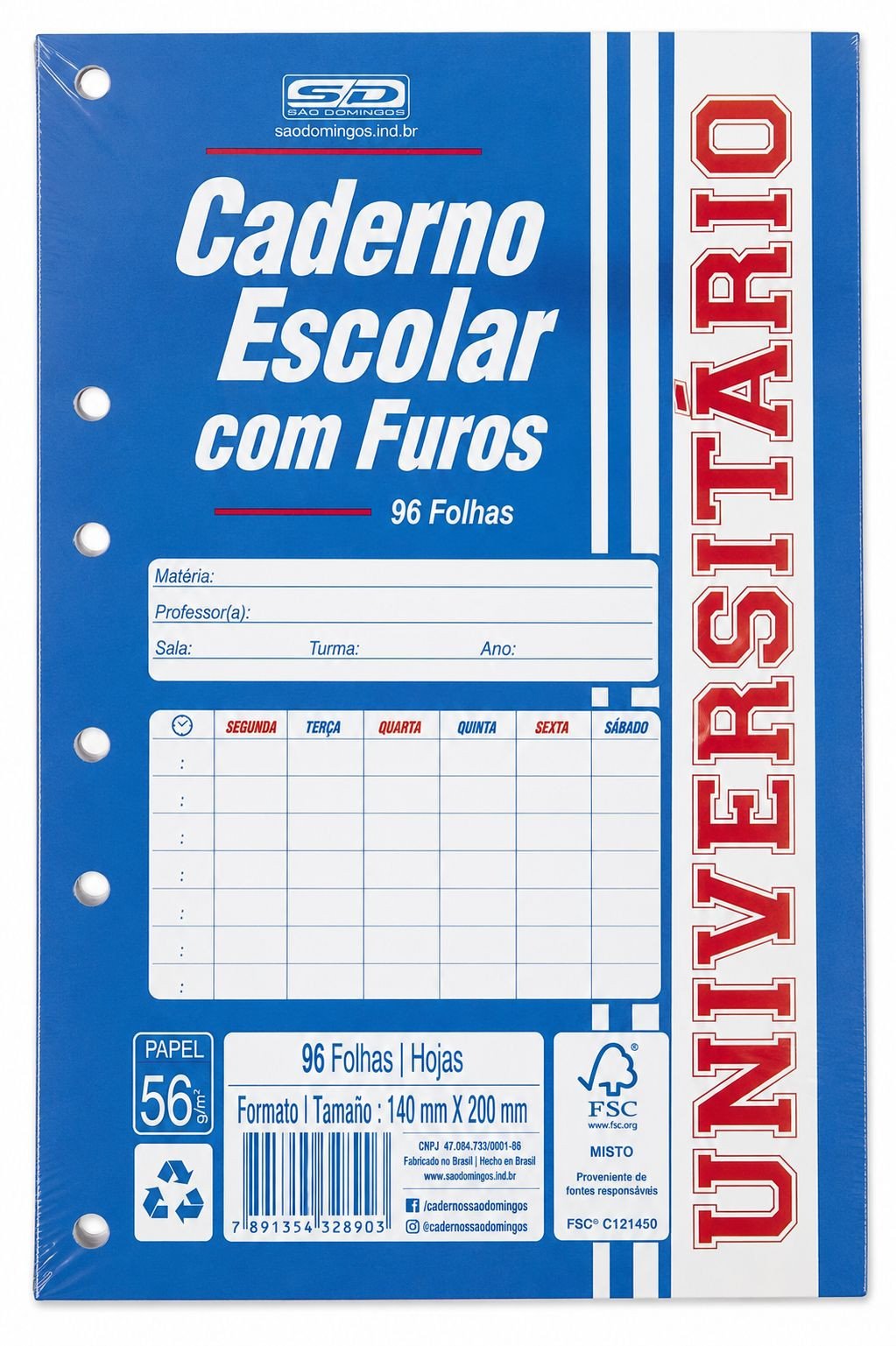 Refil para fichario (96 folhas) 6 furos
