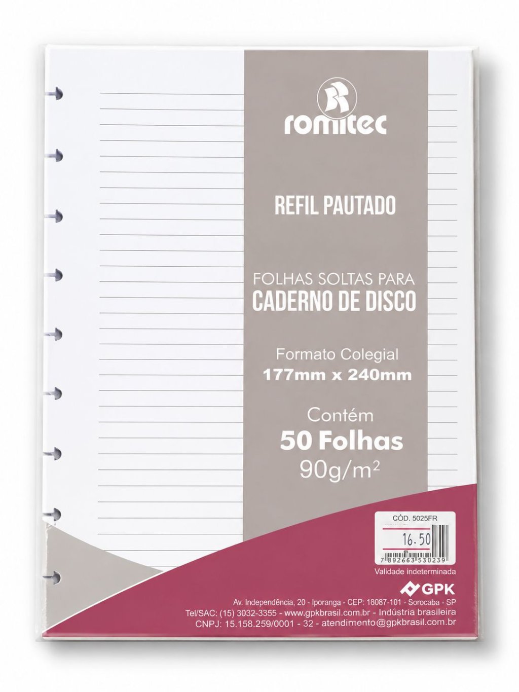 Refil caderno disco (50 FOLHAS) 9 FUROS