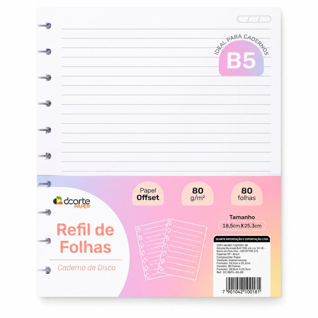 Refil caderno disco (80 FOLHAS) 10 FUROS 