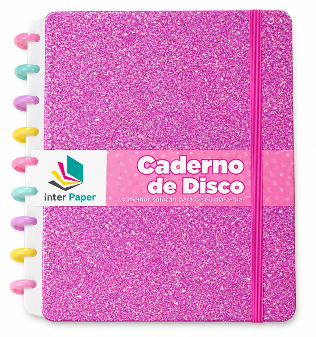 Caderno inteligente com GLITTER (80 FOLHAS) 10 FUROS