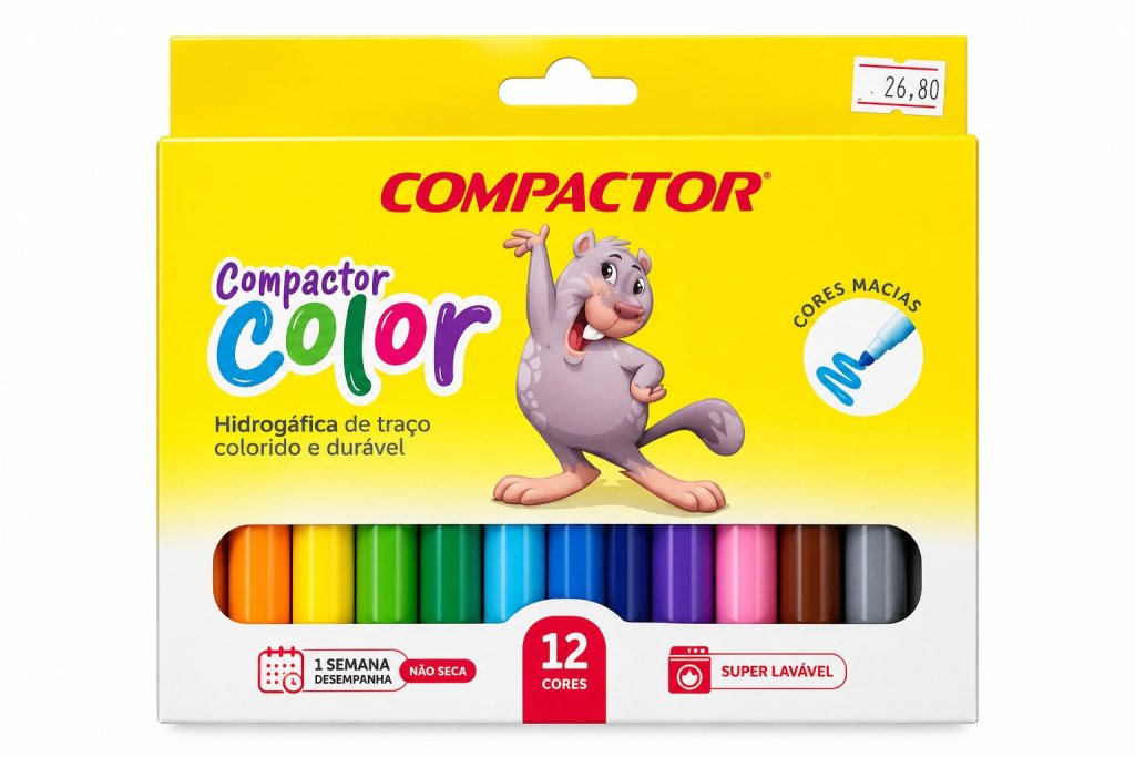 Canetinha 12 cores JUMBO - COMPACTOR