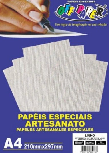 Pacote de papel BRANCO 180g (50 FOLHAS) - OFF PAPER