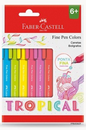 CANETA FABER CASTELL FINE PEN 0,4MM 6 CORES TROPICAL
