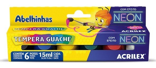 TINTA GUACHE NEON 15ML 6 CORES ACRILEX