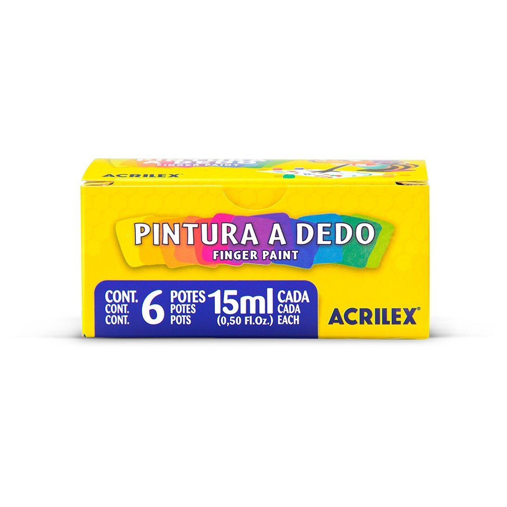 TINTA PINTURA A DEDO 15ML 6 CORES ACRILEX